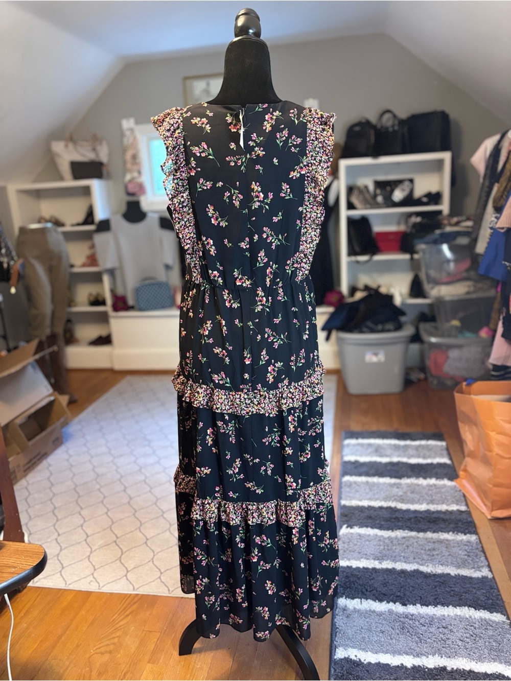 J.Crew Floral Ruffle Tiered Maxi Dress | NWT | Sz 8 | Romantic Cottagecore Style - Picture 4 of 7